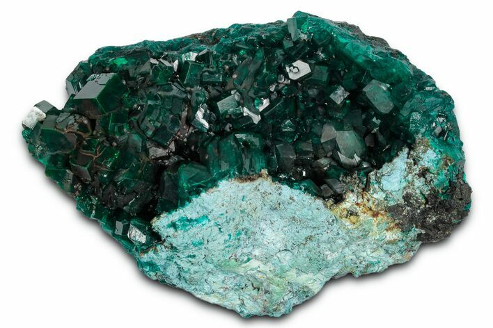 Glistening Dioptase Crystal Cluster - N'tola Mine, Congo #346107